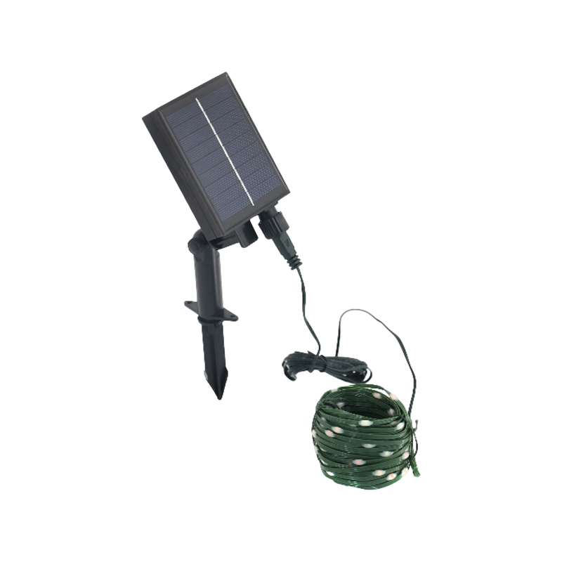 100 LED Green Wire Solar String Light with Stake Panel