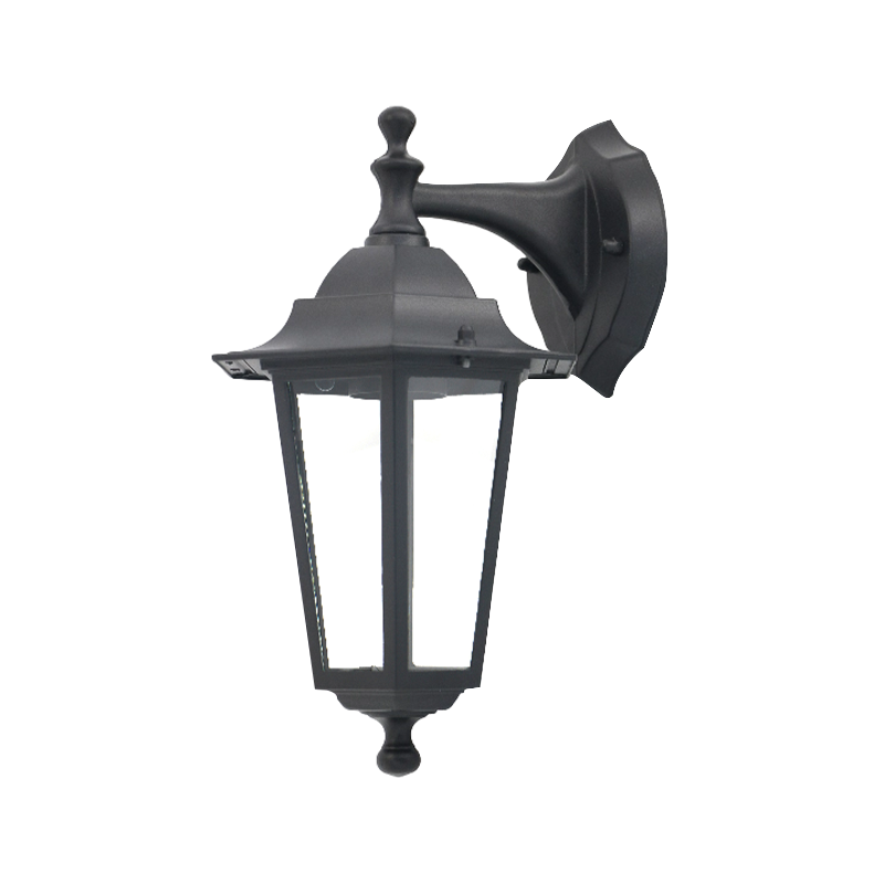 Hanging Hexagonal Lantern Garden Wall Light with Clear Glass