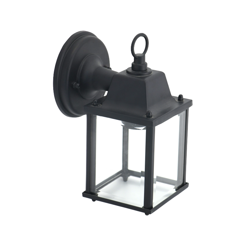 Small Square Glass Lantern Garden Wall Light with Hanging Ring