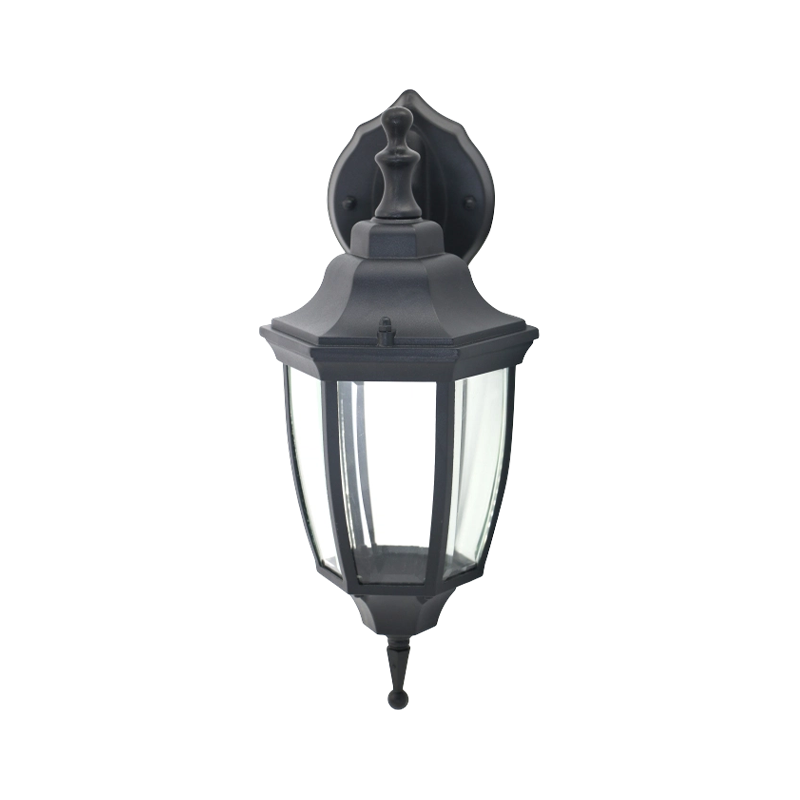 Ornate Hexagonal Lantern Garden Wall Light with Finial