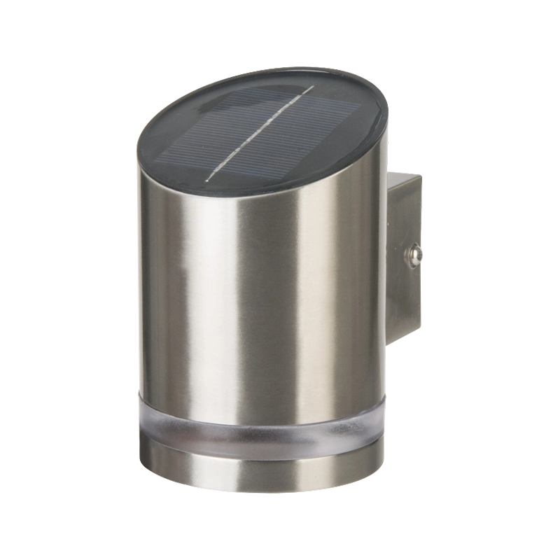 Brushed Stainless Steel Solar Security Wall Light with 1800mAh Battery