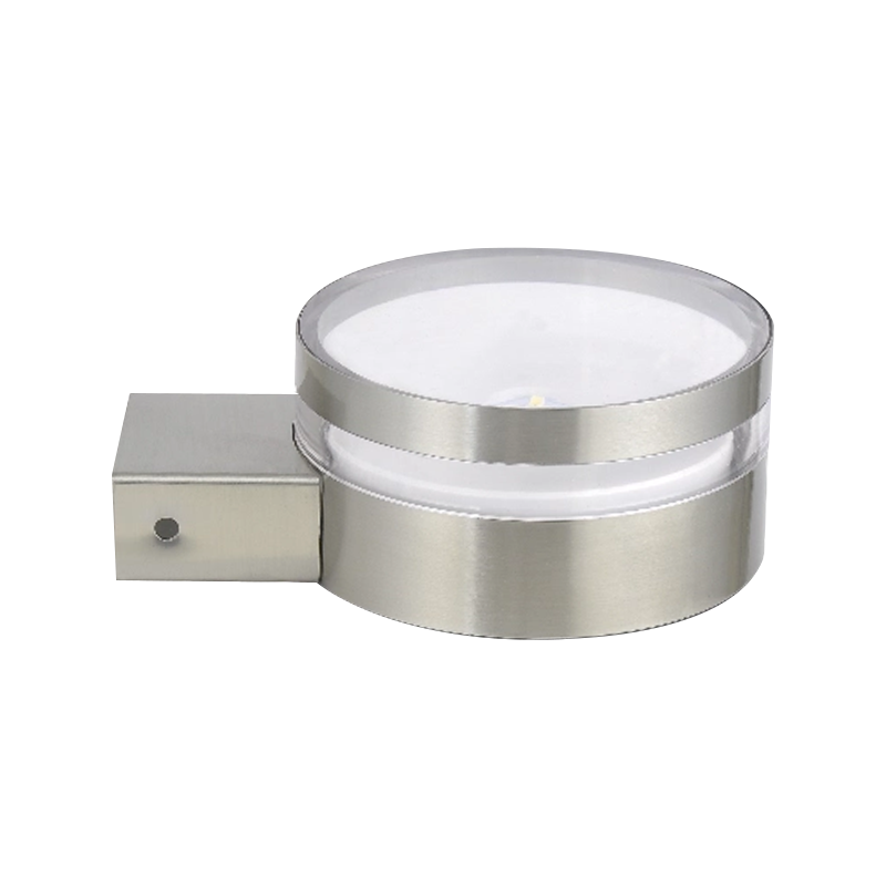 Round Drum Solar Fence Wall Light with Frosted Diffuser